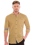 Lookmark Men'S Cotton Blend Stitched Solid Full Sleeve Shirt(Shirt 02-M) Beige