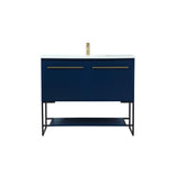 Elegant Decor Sloane 40 Mdf And Steel Single Bathroom Vanity In Blue