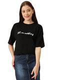 Kotty Women'S Cotton Blend Black Printed Oversized T-Shirts,Dark BlackApparel,XL