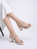 Shoetopia Women'S Block Heel Sandal,White,6,B0CKXRCY99