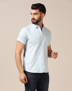 Toplot Men'S Regular Fit Solid Casual Shirt With Pocket Design With Spread Collar & Half Sleeves (Half-Pocket-5179-Sky-Xxl) Blue,Blue,2,B0CYGR7PMH