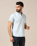 Toplot Men'S Regular Fit Solid Casual Shirt With Pocket Design With Spread Collar & Half Sleeves (Half-Pocket-5179-Sky-S) Blue,Blue,,B0CYGQ872C