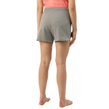 Enamor Essentials Women's Relaxed Fit Mid Rise 100% Cotton Mid-Thigh Length Shorts With Adjustable Waistband & Pockets - E078(E078-Ice Grey-XL),Ice Grey