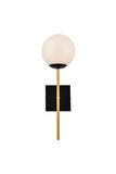 Living District Neri 1-Light Metal Wall Sconce W/White Shade In Black And Brass