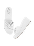 Shoetopia Women'S Girls Stylish Slip On | Light Weight & Comfortable With Cushioned Footbed Wedges For Casual/Festive/Daily & Outdoor Sandal-White-Eu41,White,8,B0DK75WXKQ