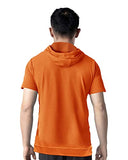 Eyebogler Men'S Trendy Hooded Neck Half Sleeves Loose Fit Solid T-Shirt Orange,OrangeApparel,XL