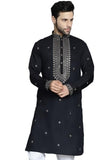 Jompers Men'S Black Sequin Embroidered Kurtas (Black, M)