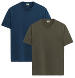 ADRO T Shirts Pack of 2 Mens Tshirts Cotton T Shirts for Men Tshirt T-Shirts Combo T Shirts Tshirts for Men Plain Solid Tshirts Teal Olive Tshirt for Men RCM2-PLN-SB-OL-2XL,Teal,Olive