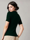 Kotty Women'S Slim Fit Half Sleeve Ribbed T-Shirt(Green_M)