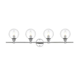 Living District Jaelynn 4-Light Iron & Glass Bath Sconce In Chrome/Clear