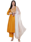 Gosriki Women'S Rayon Viscose Anarkali Embroidered Kurta With Pant & Dupatta (Gobari Yellow-Gs_S_Yellow_Small),Yellow,,B0DTK74MZN