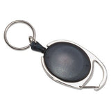 CarabinerStyle Retractable ID Card Reel, 30 Extension, Smoke, 6/Pack