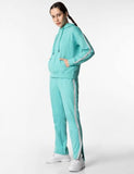 Fyltr Women'S Drop Shoulder Hoodie & Joggers Set With Contrast Branded Tape On Sleeve And Jogger Side Seam - Rib Hem & Cuff | Slit Detail At Hem,Tropical Teal,Tropical Teal,2Xl