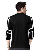 Eyebogler Mens Round Neck Full Sleeves Regular Fit Printed T-Shirt Black White,Black WhiteApparel,S