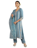 Kaari Rayon Staple 3 PCS Women Kurta Set (KAAAW26WSKD-82026_Jodhpur Blue,Jodhpur Blue
