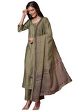 Anni Designer Women'S Rayon Viscose Solid Straight Kurta With Pant & Dupatta (Raja Saab Green-Vks13_Xl_Green_X-Large),Green,XL