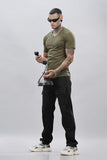 Adro Men'S V Neck Solid Cotton T-Shirt (Vn-M-Pln-Ol_Olive_L)