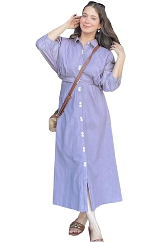 Anni Designer Women'S Rayon Viscose Soild Button Shirt Dress (Sinny Purple_Xxl_Purple_Xx-Large),Purple,2XL