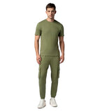 Fyltr Men'S Crewneck T-Shirt & Cargo Jogger Co-Ord Set - 100% Cotton | Half Sleeve T-Shirt| Jogger With Side & Cargo Pockets,Oceanic Olive,Oceanic Olive,S