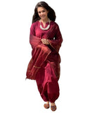 Gosriki Women'S Rayon Blend Straight Solid Kurta With Pant & Dupatta (Parekh Maroon-Vks01-Gs_Xl_Maroon_X-Large),Maroon,,B0DP2BNRCK