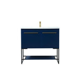 Elegant Decor Sloane 36 Mdf And Steel Single Bathroom Vanity In Blue