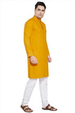 Divisive Men'S Sequince Embroidered Cotton Blend Slim Fit Kurta Pyjama Set (Dkrt31_L_Mustard)
