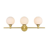 Living District Cordelia 3-Light Iron/Glass Bath Sconce In Brass/Frosted White