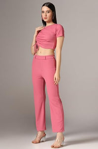 Toplot Co Ord Set For Women Solid Top And Bottom (Top-Pant-5138-Pink-L),Pink,,B0CGNSHMV5