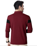 Eyebogler Polo Neck Full Sleeve Printed Casual Men Tshirt Wine Red Black,Wine Red BlackApparel,L