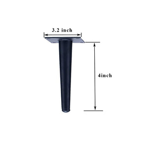 ALXEH Straight Furniture Table Legs 4 Inch, Round Tapered Metal Furniture Legs Black, Modern Dresser Cabinet Sofa Support Feet R