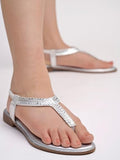 Shoetopia Embellished Women'S Silver Flat Sandal /Eu38,Silver,5,B0DK73HC3C