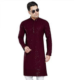 Divisive Men'S Sequince Embroidered Cotton Blend Only Kurta (Dkrt4_L_Burgundy)