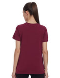 Enamor Athleisure Women's Short Sleeve Crew Neck Relaxed Fit Antimicrobial 4 Way Stretch Breathable Cotton Tee - A301(A301-Burgundy -M),Burgndy Freeyourmind