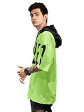 Eyebogler Mens Hooded Printed Cotton T-Shirt Lime Green Black,Lime Green BlackApparel,XL