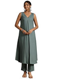 Libas Womens Woven Design Viscose A-Line Kurta With Trousers