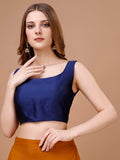 Womanista Women'S Taffeta Solid Sleeveless Regular Fit Sequinned Blouse (Bl_43_Blue M)