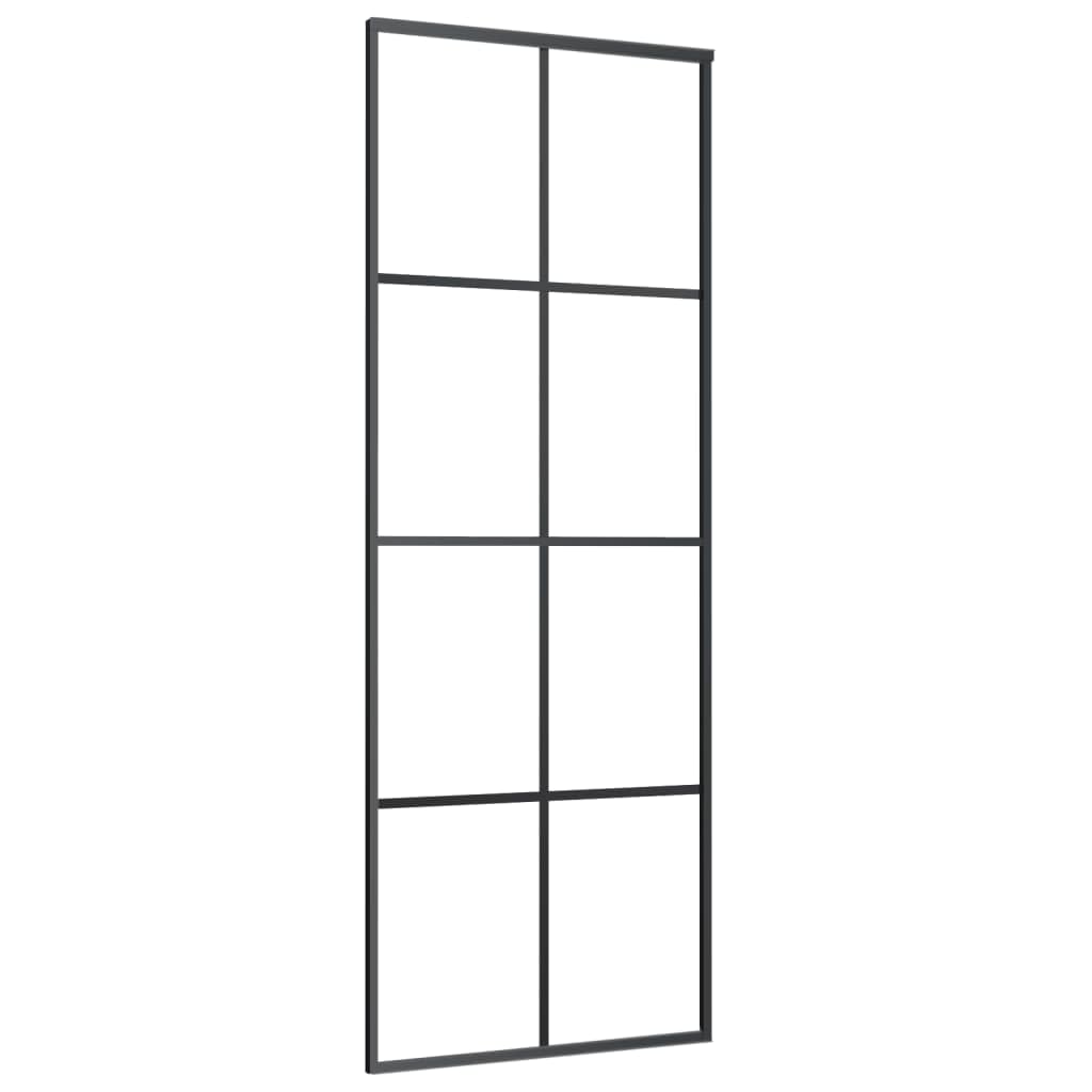 Vidaxl Aluminum Sliding Door Black 29.9'X80.7' | Stable And Durable | Esg Glass Panel | Easy Assembly | Modern Sleek Design | Includes Mounting Accessories