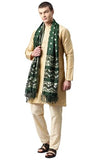 Weavers Villa Cotton Woven Green Dupatta For Men (2.20 Mtrs)
