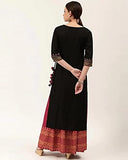 Gosriki Women'S Cotton Straight Kurta With Skirt (Ruma Black_S-Go_Black_Small),Black,,B09HQKCMV9
