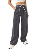 LERIYA FASHION Women's High Waist Wide Leg Trousers | Casual & Formal Pants for Women |Loose Fit Track Pants | Gymwear | Cargo Pants | Elegant Office Wear | Stylish Jeans Look (LF-TR1167-S-GREY),Grey