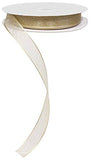 Snow Organza Sheer Ribbon, No Wire (5/8 x 25 Yards, Beige)
