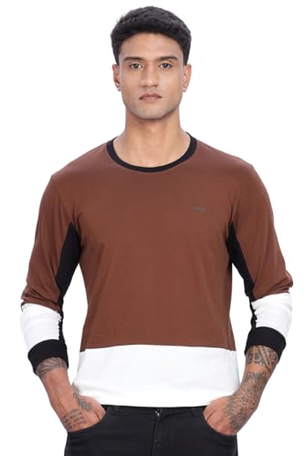 Adro Men Full Sleeve T-Shirt | Premium Cotton Tshirt For Men| Casual Fashion Relaxed Fit Full Sleeve Round Neck Tshirt|Fr24-Brws