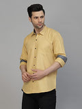 Lookmark Men'S Cotton Blend Stitched Solid Full Sleeve Shirt(New-Shirt 02-M) Beige