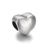 HALLEBEADS 5 Pcs Stainless Steel Heart Shaped Beads Charm Large Hole Loose Beads for Jewelry Making Spacer Bulk Bead (Style 3)