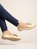 Shoetopia Women'S Block Heel Ballet Flats Golden,Golden,6,B0CQJVLJWN
