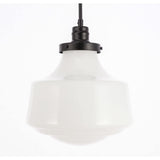 Living District Lyle 1-Light Metal Pendant In Black And Frosted White Glass