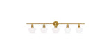 Living District Indoor Modern Home Decorative Bright Ceiling Gene 5 Light Brass And Clear Glass Wall Sconce