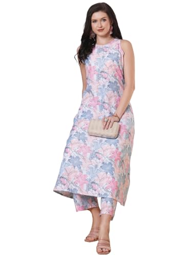 Anni Designer Women'S Rayon Viscose Anarkali Printed Kurta With Pant (Sbl Grey-Vks01_5Xl_Grey_Xxxxx-Large),Grey,5XL