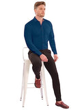 Lookmark Men'S Cotton Blend Dark Turqouise Color Stitched Solid Full Sleeve Shirt(Amzn-Shirt 56-M)