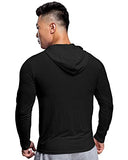 Eyebogler Mens Dry Fit Hooded Neck Full Sleeve Casual Tshirt Black,BlackApparel,L